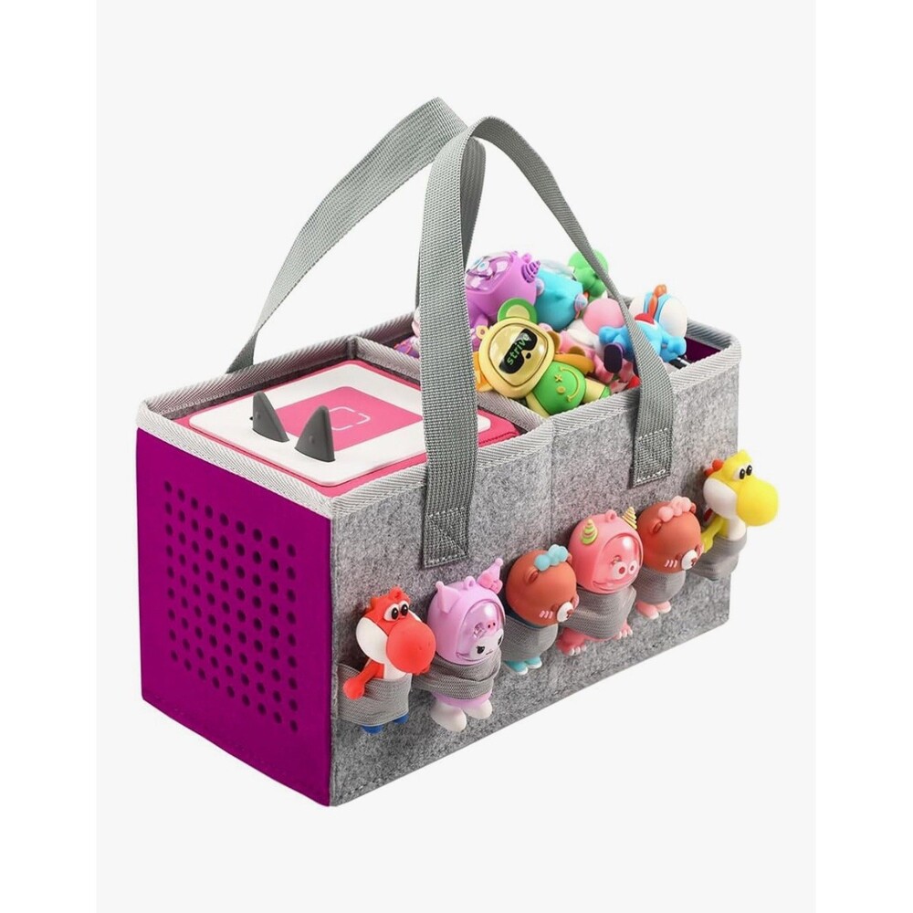 Carrying Bag for TonieBox starter set Toniebox 2 and figurines Gray Purple Felt